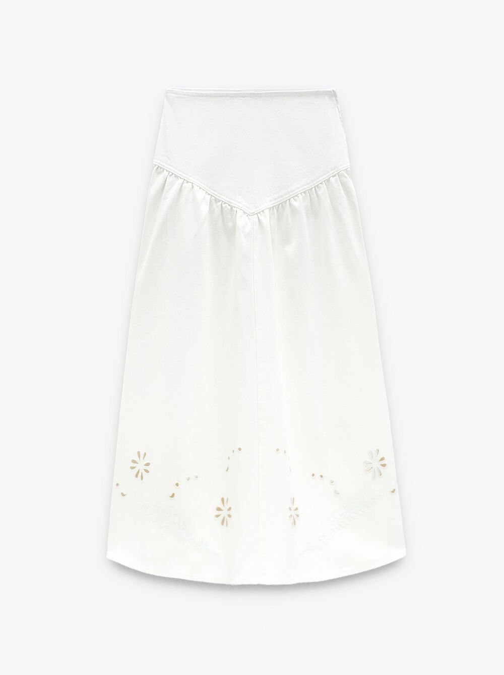 Jupe denim avec broderies ajourées 100% coton