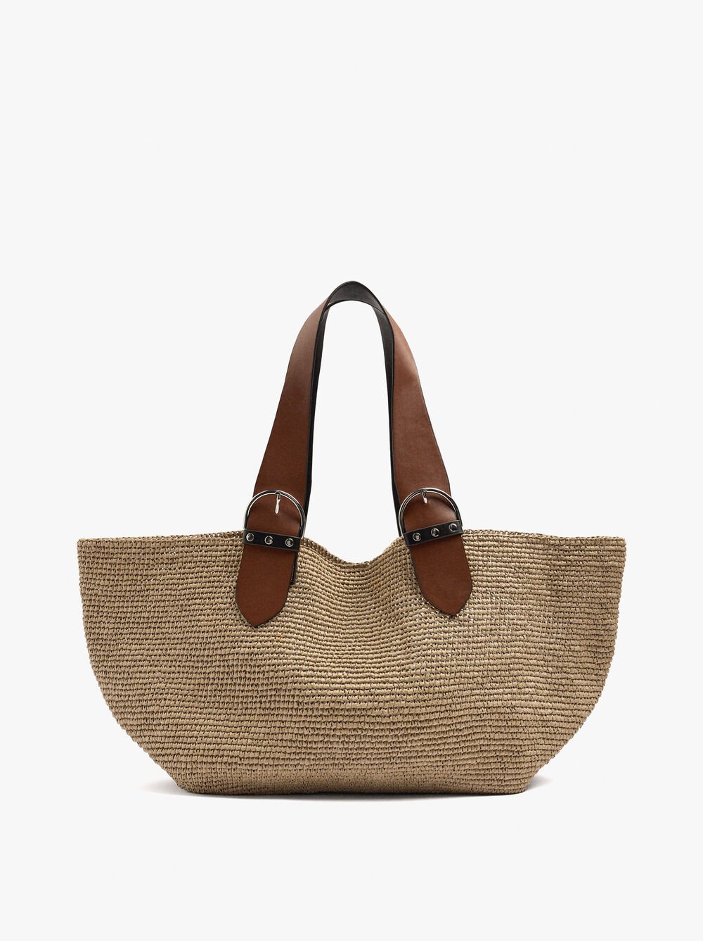 Sac shopper effet paille avec pochette amovible