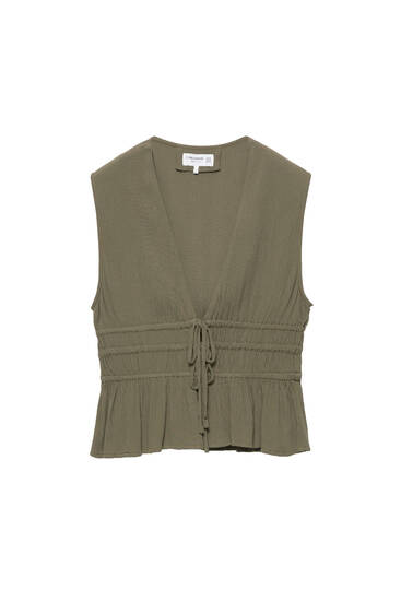 Top à smocks noué