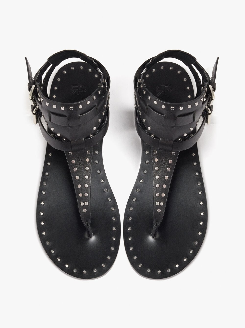 Sandales plates en cuir avec clous