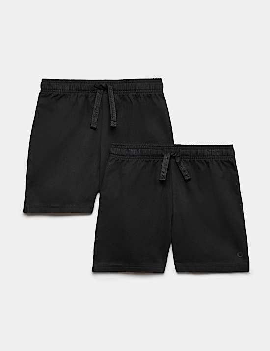Lot de 2 shorts unisexes 100 % coton, parfaits pour l’école (du 2 au 16 ans)
