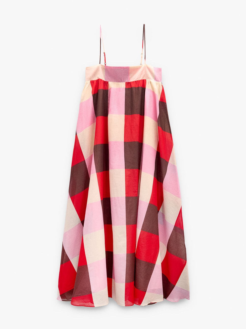 Robe avec bretelles à carrés 100% coton