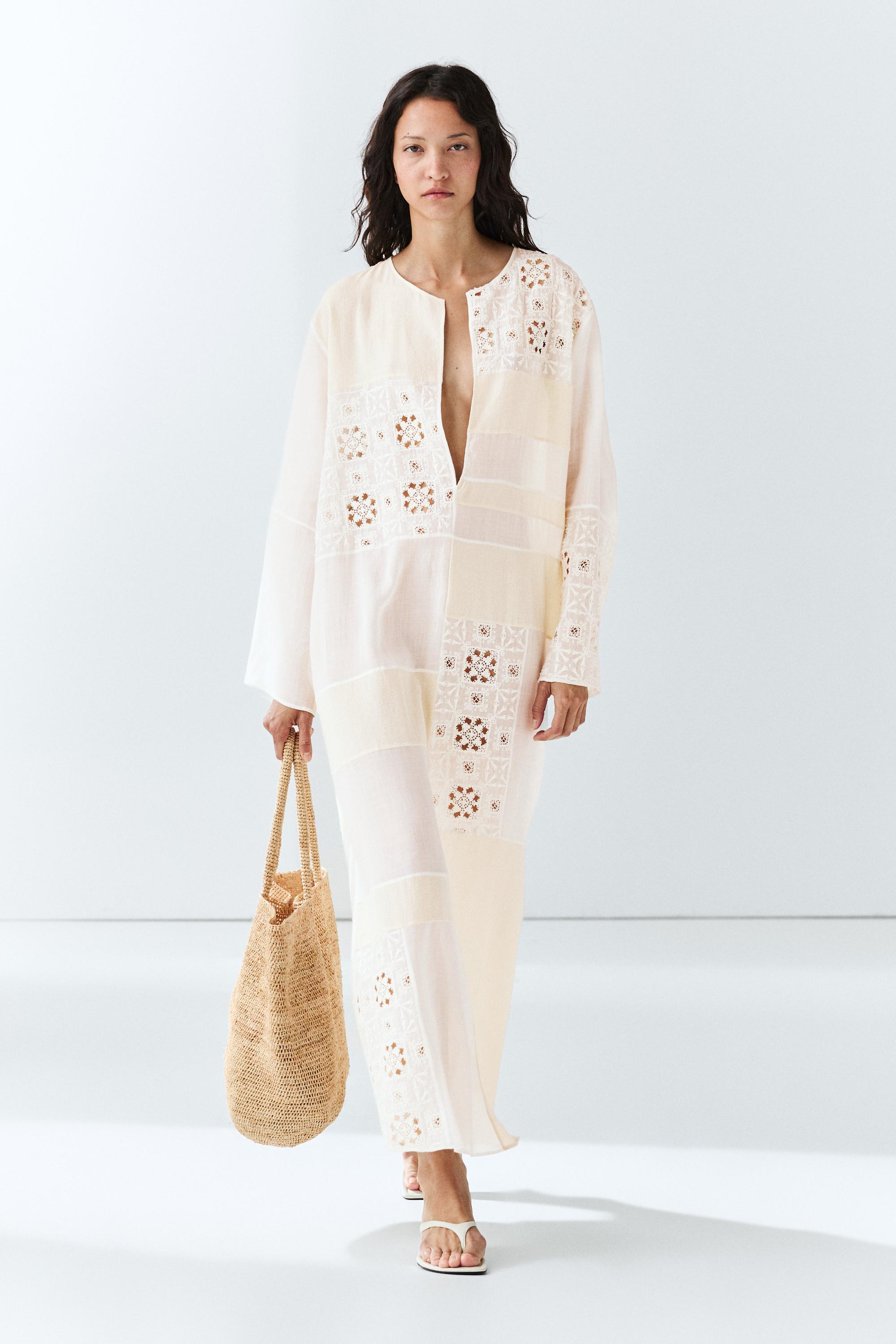 Vestido kaftan fluido detalle bordados