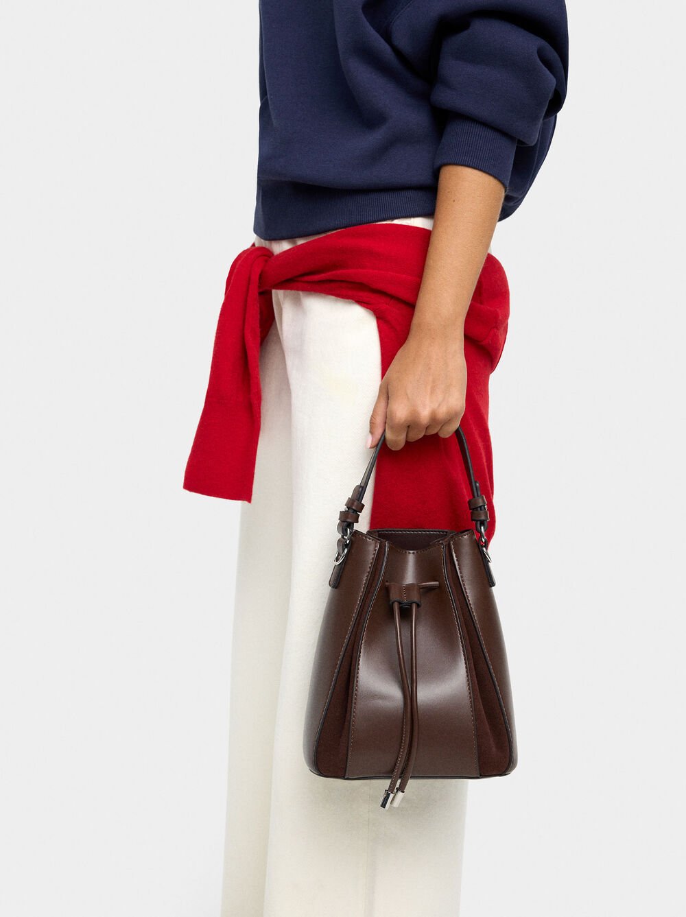 Bucket bag with leather S