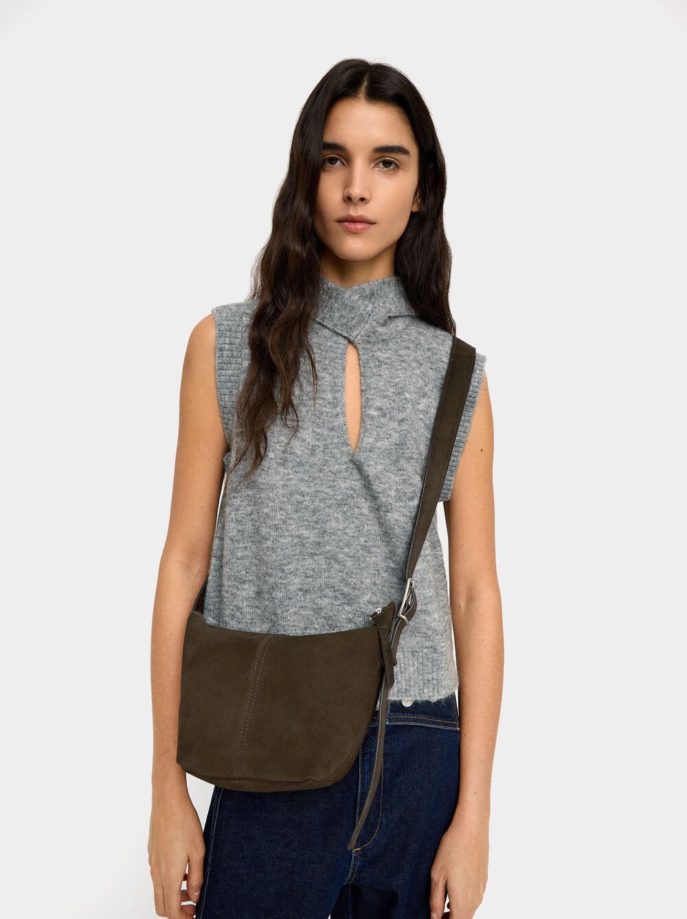 Smooth leather crossbody bag