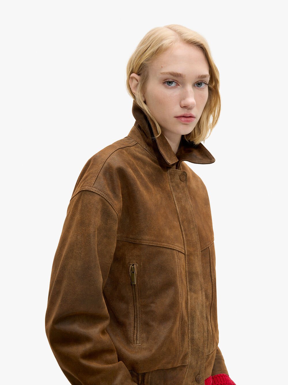 Distressed leather jacket