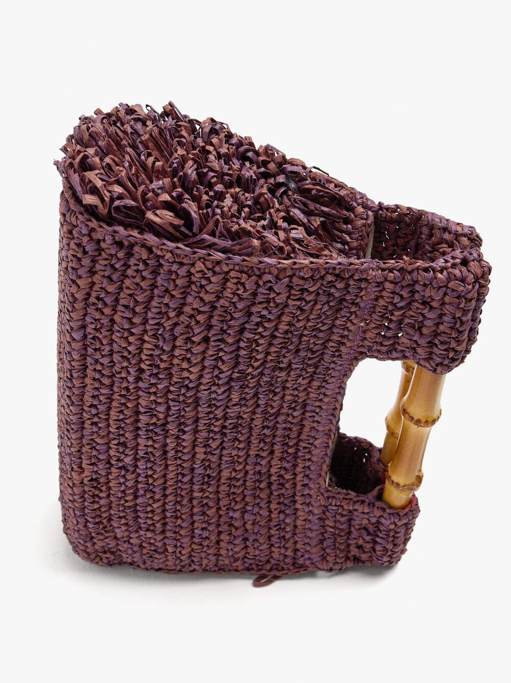 Square handbag with paper straw effect