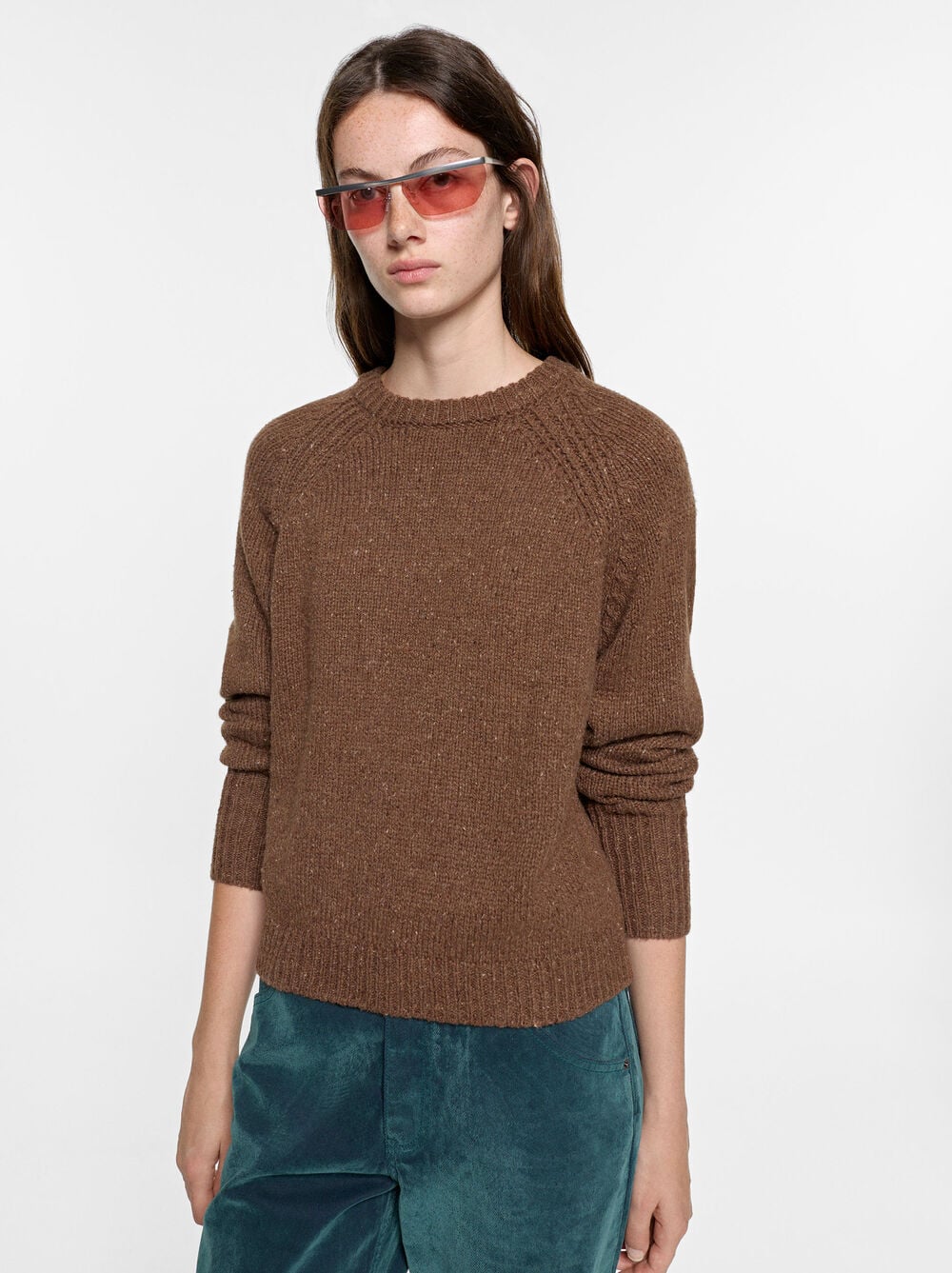 Plain knit sweater with wool
