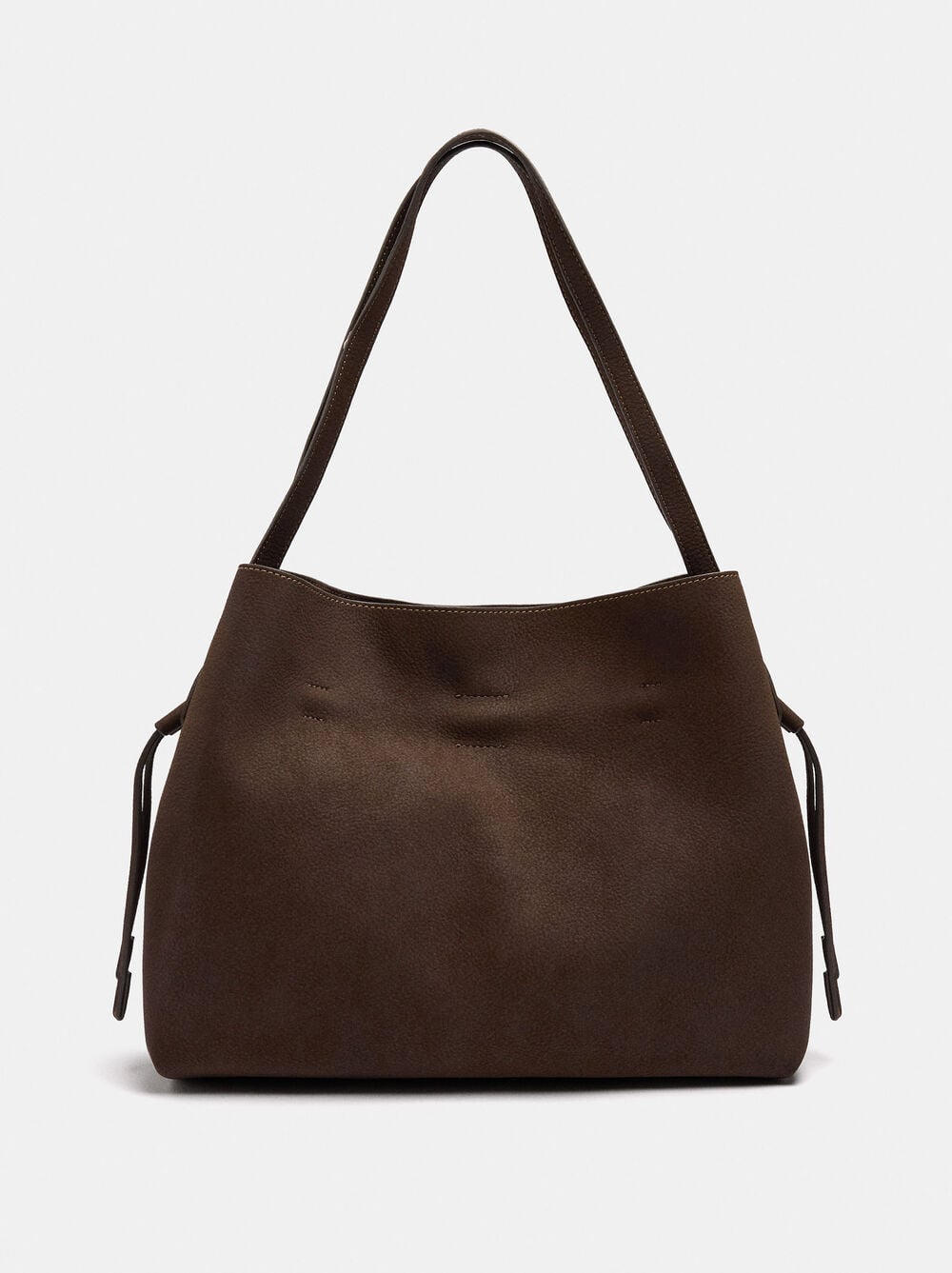 Leather-effect shopper bag with drawstrings