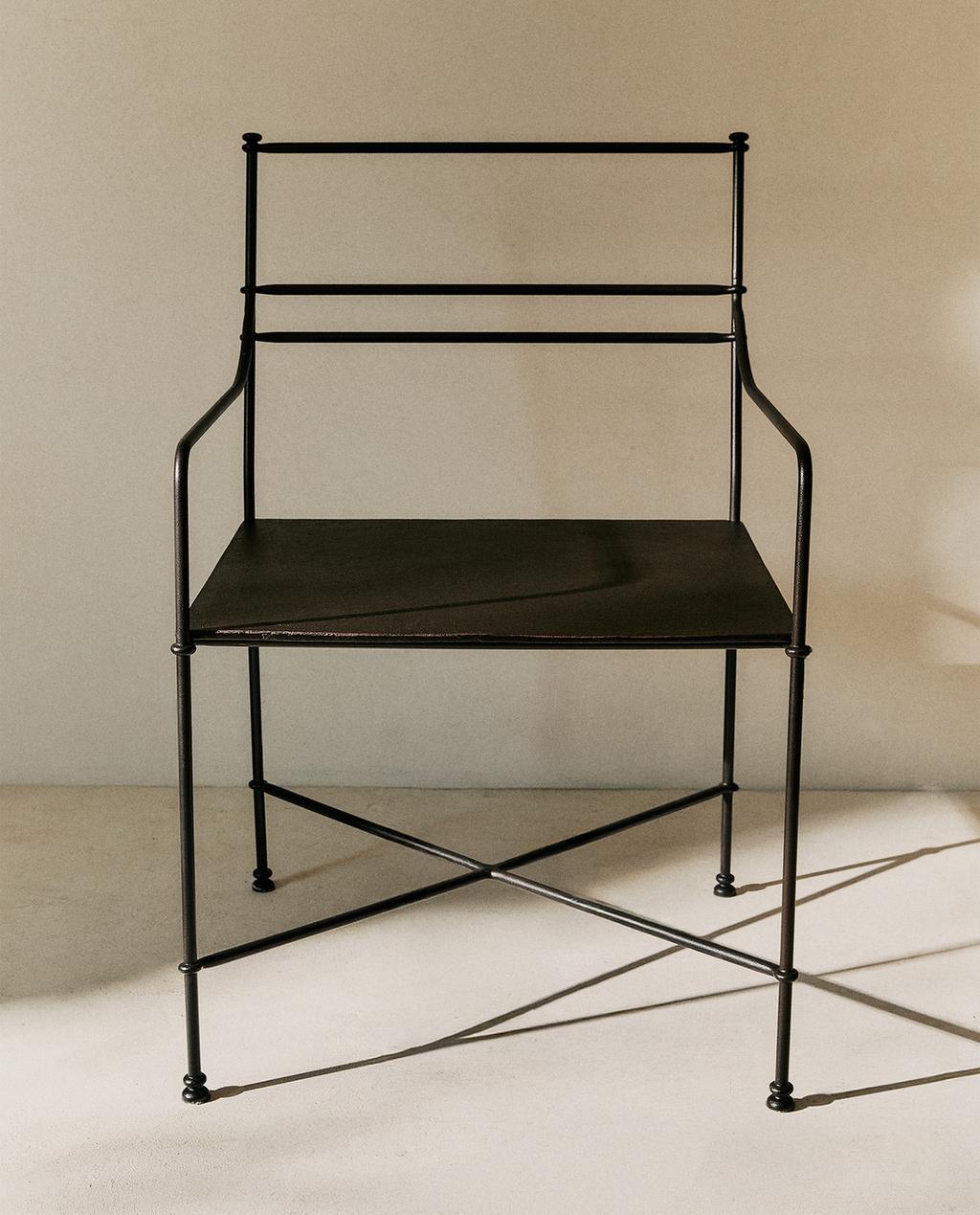 FORGED METAL ACCENT CHAIR WITH ARMRESTS