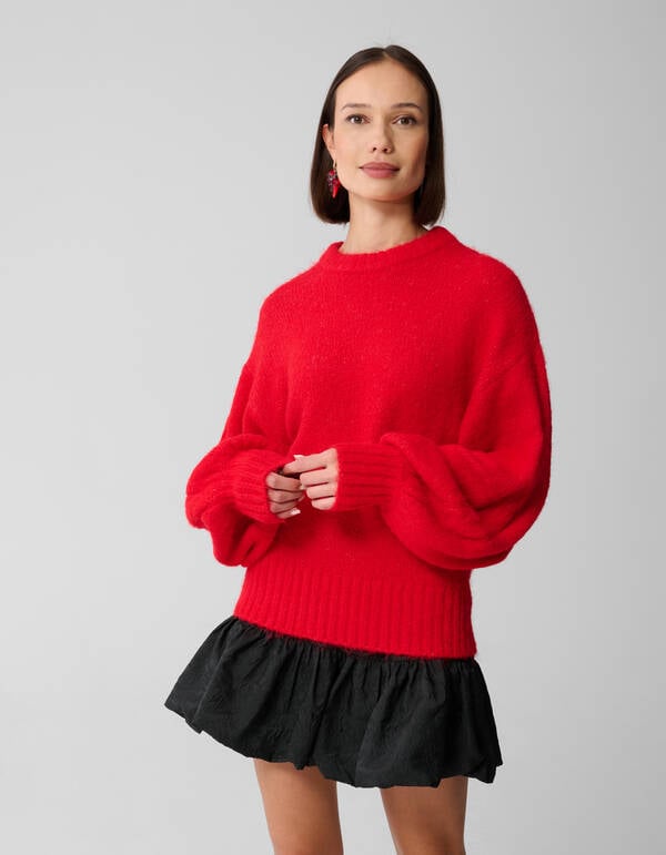 Harige Oversized Trui Rood