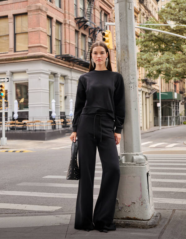 Wide Leg Jogger Broek Zwart