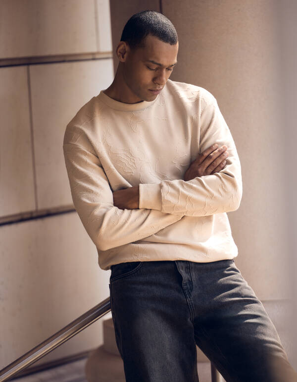 Structuur Sweater Gebroken Wit