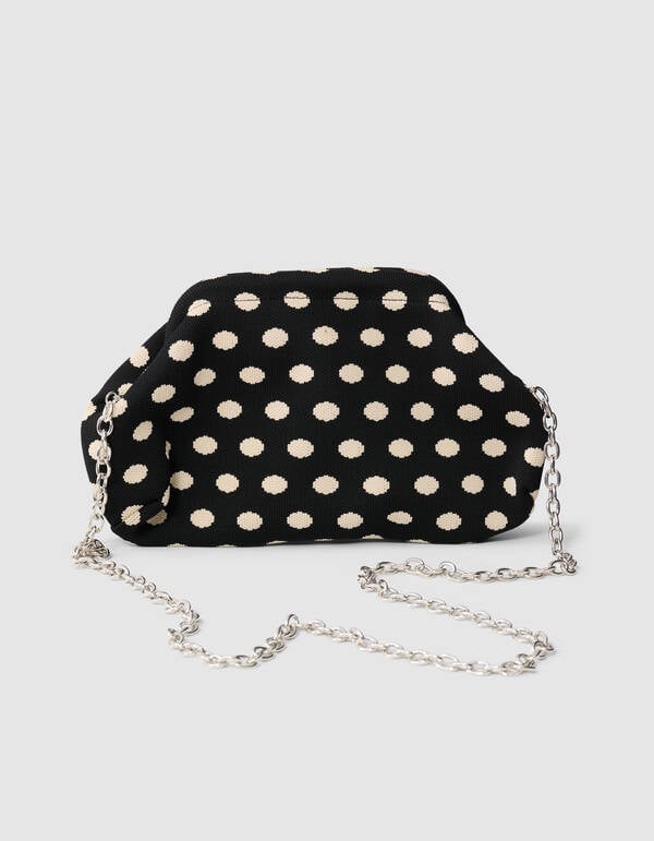 Knitted Dot Clutch Zwart