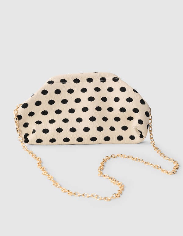 Knitted Dot Clutch Gebroken Wit