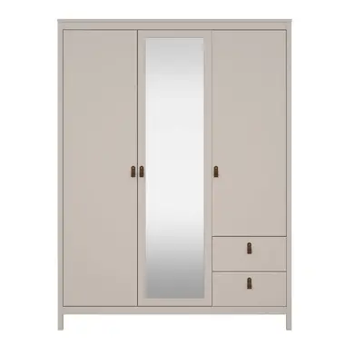Kledingkast Madeira 3-deurs met spiegel - greige - 199x150x58 cm