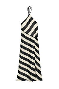STRIPED HALTER MIDI DRESS