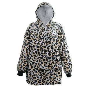 Oversized fleece hoodie panterprint