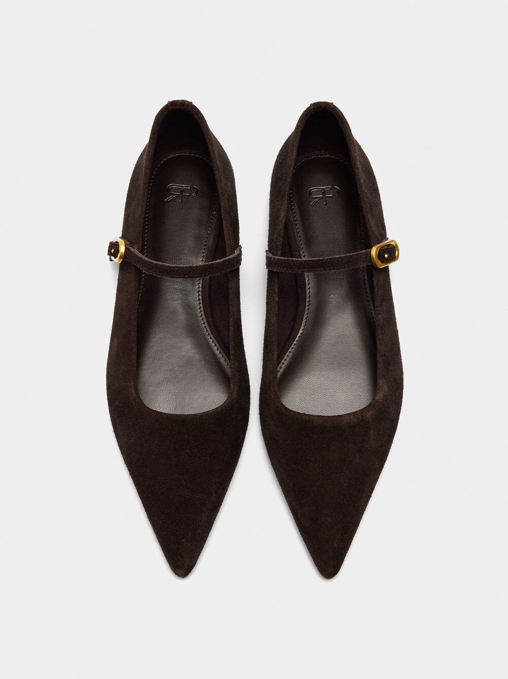 Baleriny zamszowe skórzane z klamrą