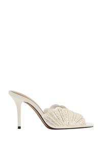 FAUX PEARL BACKLESS HIGH-HEEL SANDALS
