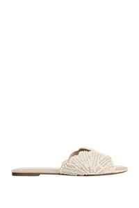 FLAT SLIDE SANDALS WITH SHINY APPLIQUÉS