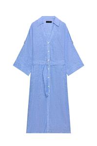 MIDI LINEN BLEND DRESS WITH BELT