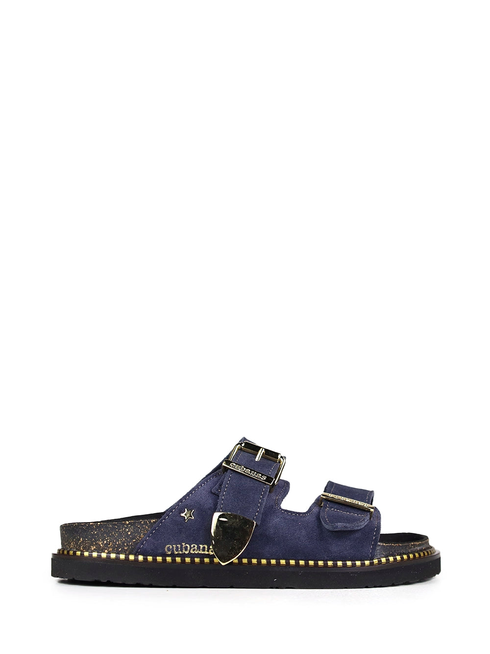 Amália Suede Sandals in Blue with Buckle