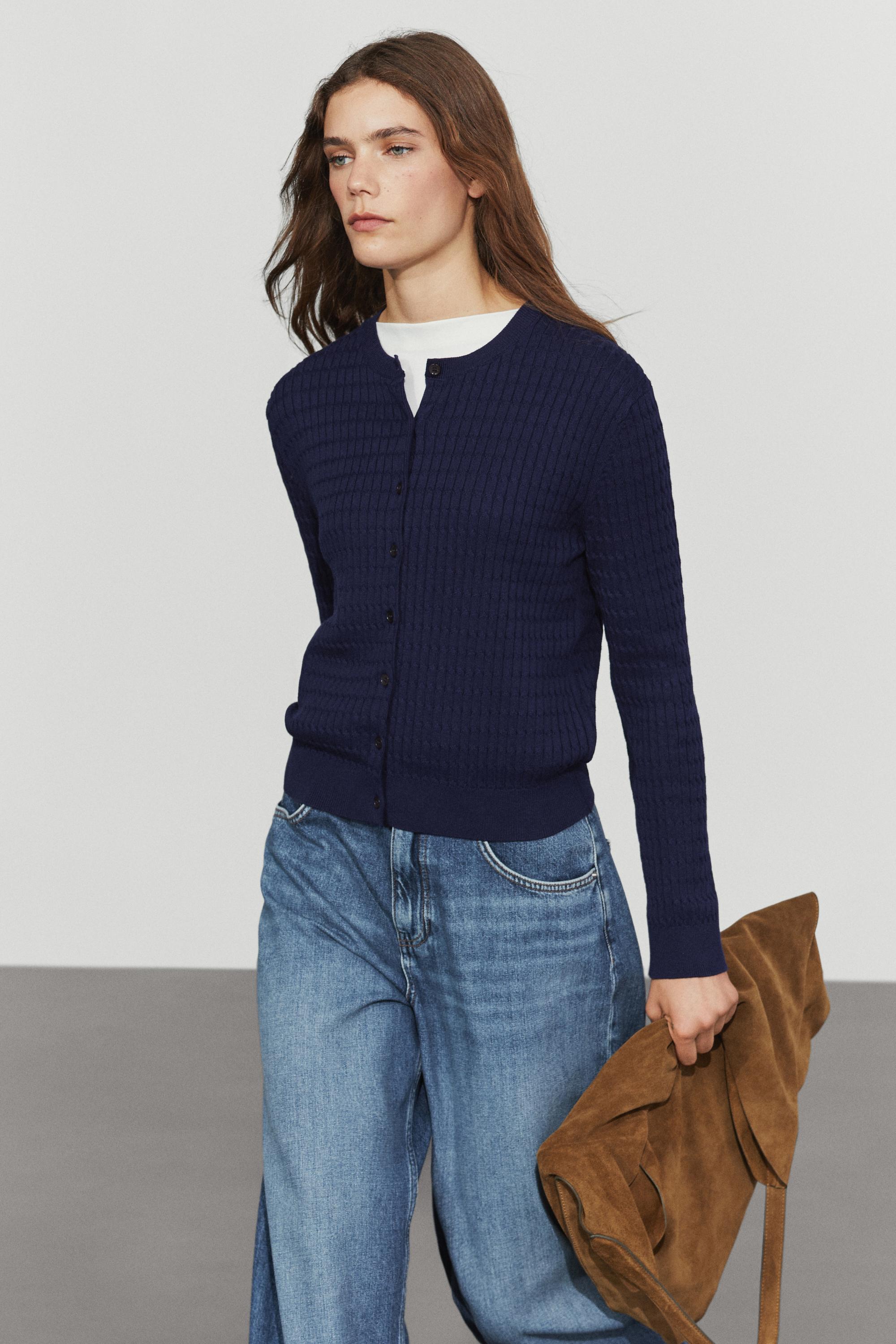 100% cotton braided knit cardigan