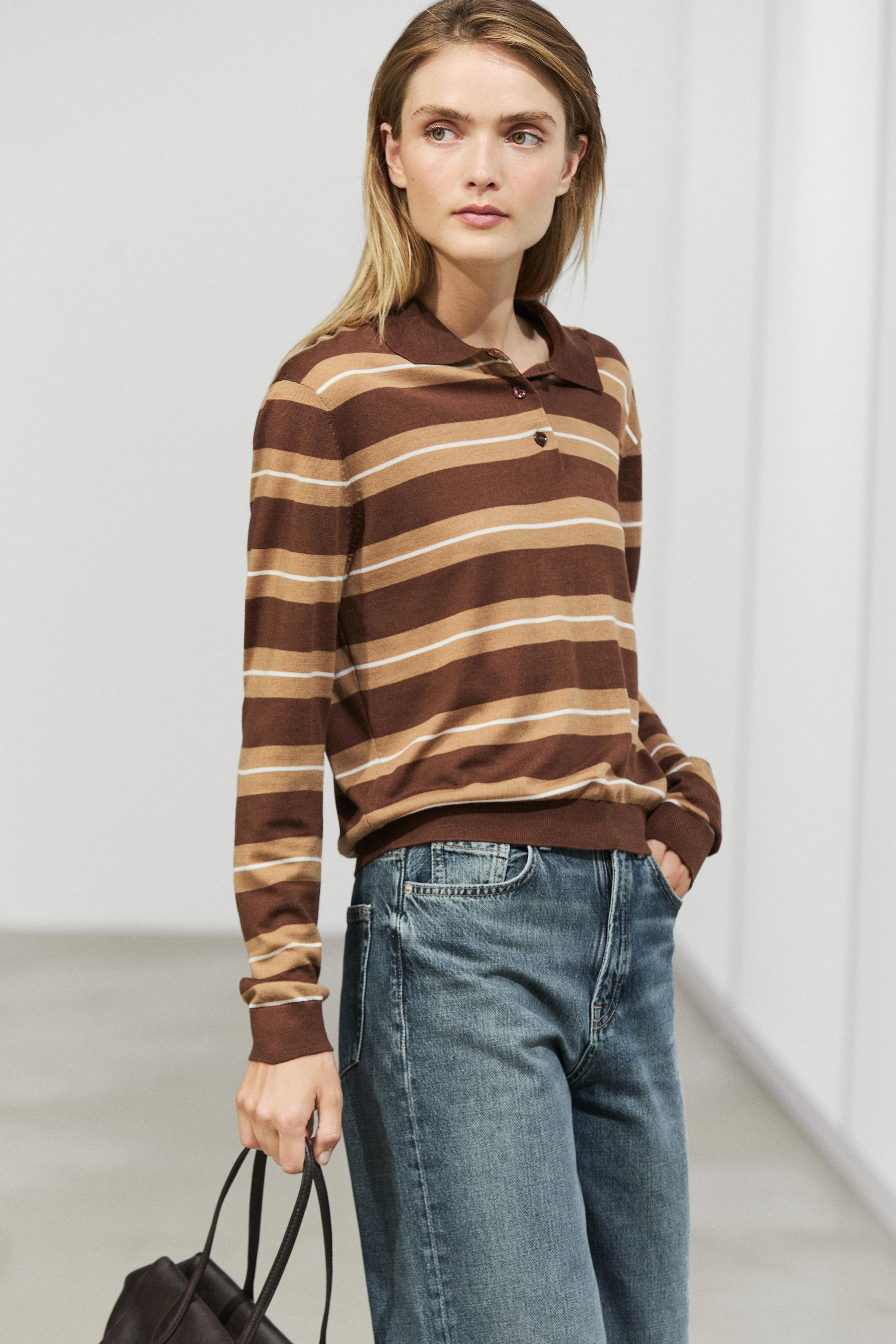 Striped polo sweater