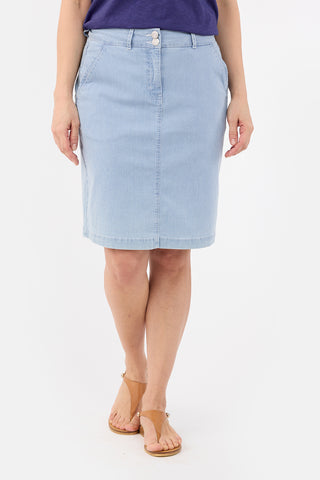 Nederdel - Lyseblå Denim - Stribet